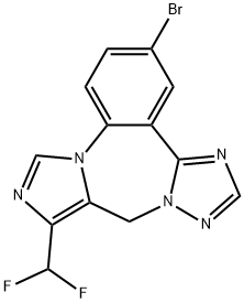 3-broMo-10-(difluoroMethyl)-9H-benzo[f]iMidazo[1,5-a][1,2,4]triazolo[1,5-d][1,4]diazepine Struktur