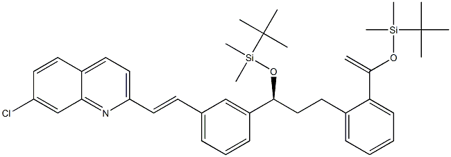 (S,E)-2-(3-(1-((tert-ButyldiMethylsilyl)oxy)-3-(2-(1-((tert-butyldiMethylsilyl)oxy)vinyl)phenyl)propyl)styryl)-7-chloroquinoline Struktur