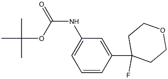 tert-butyl 3-(4-fluoro-tetrahydro-2H-pyran-4-yl)phenylcarbamate Struktur