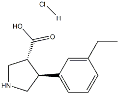 (+/-)-trans-4-(3-ethyl-phenyl)-pyrrolidine-3-carboxylic acid-HCl Struktur