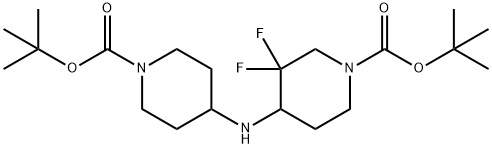 tert-butyl 4-(1-(tert-butoxycarbonyl)piperidin-4-ylaMino)-3,3-difluoropiperidine-1-carboxylate Struktur