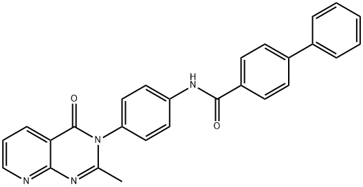 N-[4-(2-methyl-4-oxopyrido[2,3-d]pyrimidin-3-yl)phenyl]-4-phenylbenzamide Struktur