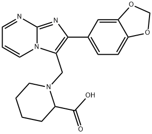 1-{[2-(2H-1,3-benzodioxol-5-yl)imidazo[1,2-a]pyrimidin-3-yl]methyl}piperidine-2-carboxylic acid Struktur