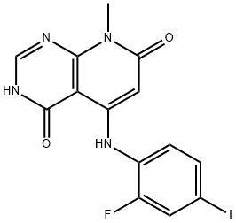 5-(2-FLUORO-4-IODOPHENYLAMINO)-8-METHYLPYRIDO[2,3-D]PYRIMIDINE-4,7(3H,8H)-DIONE Struktur