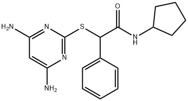 N-cyclopentyl-2-(4,6-diaminopyrimidin-2-yl)sulfanyl-2-phenylacetamide Struktur