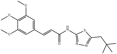 (2E)-N-[5-(2,2-dimethylpropyl)-1,3,4-thiadiazol-2-yl]-3-(3,4,5-trimethoxyphenyl)prop-2-enamide Struktur