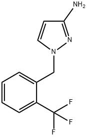 1-{[2-(trifluoromethyl)phenyl]methyl}-1H-pyrazol-3-amine Struktur