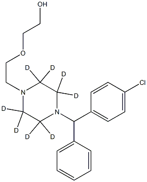 2-[2-[4-[(4-chlorophenyl)-phenylmethyl]-2,2,3,3,5,5,6,6-octadeuteriopiperazin-1-yl]ethoxy]ethanol Struktur