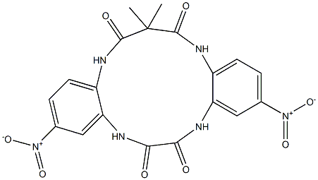 15,15-dimethyl-3,10-dinitro-5,8,13,17-tetrahydro-5,8,13,17-tetraazadibenzo[a,g]cyclotridecene-6,7,14,16-tetraone Struktur