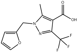 1-Furan-2-ylmethyl-5-methyl-3-trifluoromethyl-1H-pyrazole-4-carboxylic acid Struktur