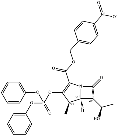 4-NITROBENZYL (4R,5S,6S)-3-(DIPHENYLOXY)PHOSPHORYLOXY-6-[(1R)-1-HYDROXYETHYL]-4-METHYL-7-OXO-1-AZABICYCLO[3,2,0]HEPT-2-ENE-2-CARBOXYLATE Struktur