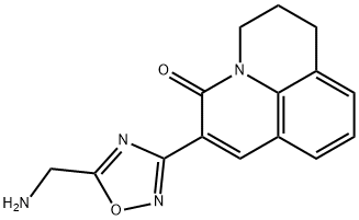 2-(5-Aminomethyl-[1,2,4]oxadiazol-3-yl)-6,7-dihydro-5H-pyrido[3,2,1-ij]quinolin-3-one Struktur