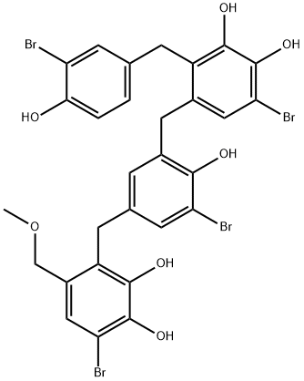 1,2-Benzenediol,6-bromo-3-[[3-bromo-5-[[5-bromo-2-[(3-bromo-4-hydroxyphenyl)methyl]-3,4-dihydroxyphenyl]methyl]-4-hydroxyphenyl]methyl]-4-(methoxymethyl)- Struktur