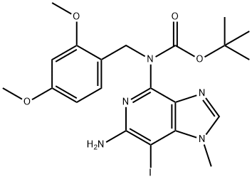 tert-butyl 6-amino-7-iodo-1-methyl-1H-imidazo[4,5-c]pyridin-4-yl(2,4-dimethoxybenzyl)carbamate Struktur