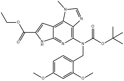 ethyl 4-(tert-butoxycarbonyl(2,4-dimethoxybenzyl)amino)-1-methyl-1,6-dihydroimidazo[4,5-d]pyrrolo[2,3-b]pyridine-7-carboxylate Struktur