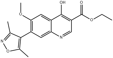 ethyl 7-(3,5-dimethylisoxazol-4-yl)-6-methoxy-4-oxo-3,4-dihydroquinoline-3-carboxylate Struktur