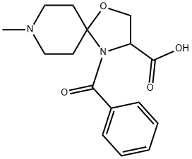 4-benzoyl-8-methyl-1-oxa-4,8-diazaspiro[4.5]decane-3-carboxylic acid Struktur