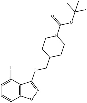 tert-butyl 4-((4-fluorobenzo[d]isoxazol-3-yloxy)methyl)piperidine-1-carboxylate Struktur