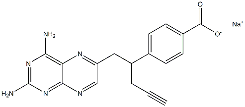 Benzoic acid, 4-[1-[(2,4-diamino-6-pteridinyl)methyl]-3-butyn-1-yl]-, sodium salt Struktur