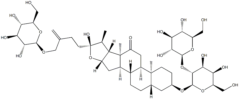 Furost-25-en-12-one,3-[(2-O-b-D-glucopyranosyl-b-D-galactopyranosyl)oxy]-27-(b-D-glucopyranosyloxy)-22-hydroxy-,(3b,5b)- (9CI) Struktur