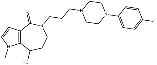 Pyrrolo[3,2-c]azepin-4(1H)-one, 5-[3-[4-(4-fluorophenyl)-1-piperazinyl]propyl]-5,6,7,8-tetrahydro-8-hydroxy-1-methyl- Struktur