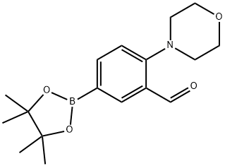 2-(4-Morpholinyl)-5-(4,4,5,5-tetramethyl-1,3,2-dioxaborolan-2-yl)benzaldehyde Struktur