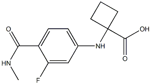 1-((3-fluoro-4-(methylcarbamoyl)phenyl)amino)cyclobutanecarboxylic acid Struktur