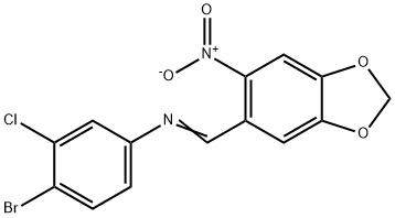 (4-bromo-3-chlorophenyl)[(6-nitro-1,3-benzodioxol-5-yl)methylene]amine Struktur