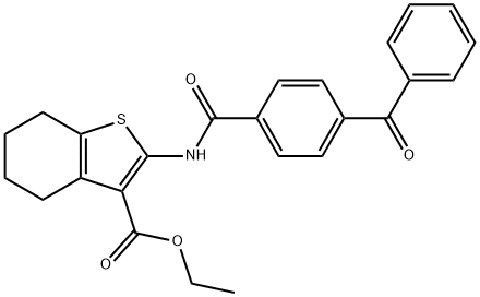 ethyl 2-(4-benzoylbenzamido)-4,5,6,7-tetrahydrobenzo[b]thiophene-3-carboxylate Struktur