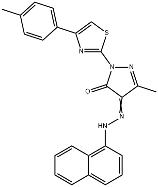 5-methyl-2-[4-(4-methylphenyl)-1,3-thiazol-2-yl]-4-(1-naphthylhydrazono)-2,4-dihydro-3H-pyrazol-3-one Struktur