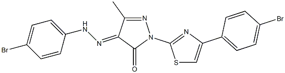 4-[(4-bromophenyl)hydrazono]-2-[4-(4-bromophenyl)-1,3-thiazol-2-yl]-5-methyl-2,4-dihydro-3H-pyrazol-3-one Struktur