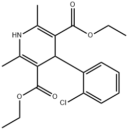 3,5-Pyridinedicarboxylicacid, 4-(2-chlorophenyl)-1,4-dihydro-2,6-dimethyl-, 3,5-diethyl ester Struktur