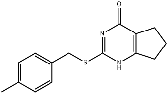 2-((4-methylbenzyl)thio)-3,5,6,7-tetrahydro-4H-cyclopenta[d]pyrimidin-4-one Struktur