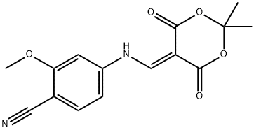 4-(((2,2-dimethyl-4,6-dioxo-1,3-dioxan-5-ylidene)methyl)amino)-2-methoxybenzonitrile Struktur