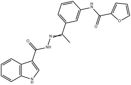 N-[(Z)-1-[3-(furan-2-carbonylamino)phenyl]ethylideneamino]-1H-indole-3-carboxamide Struktur