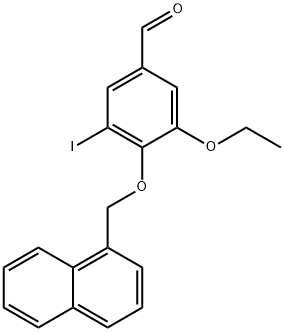 3-ethoxy-5-iodo-4-(naphthalen-1-ylmethoxy)benzaldehyde Struktur