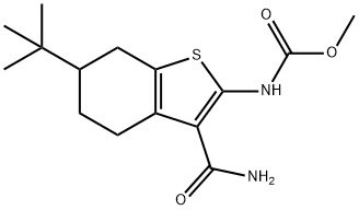 methyl N-(6-tert-butyl-3-carbamoyl-4,5,6,7-tetrahydro-1-benzothiophen-2-yl)carbamate Struktur