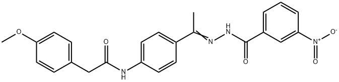 N-[4-(N-{3-nitrobenzoyl}ethanehydrazonoyl)phenyl]-2-(4-methoxyphenyl)acetamide Struktur