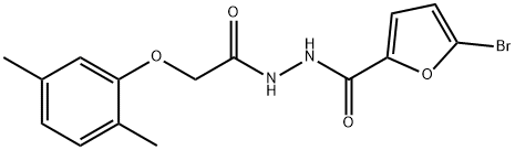 5-bromo-N'-[(2,5-dimethylphenoxy)acetyl]-2-furohydrazide Struktur