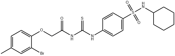 2-(2-bromo-4-methylphenoxy)-N-[({4-[(cyclohexylamino)sulfonyl]phenyl}amino)carbonothioyl]acetamide Struktur