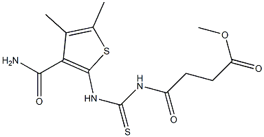 methyl 4-[({[3-(aminocarbonyl)-4,5-dimethyl-2-thienyl]amino}carbonothioyl)amino]-4-oxobutanoate Struktur