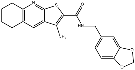 3-amino-N-(1,3-benzodioxol-5-ylmethyl)-5,6,7,8-tetrahydrothieno[2,3-b]quinoline-2-carboxamide Struktur