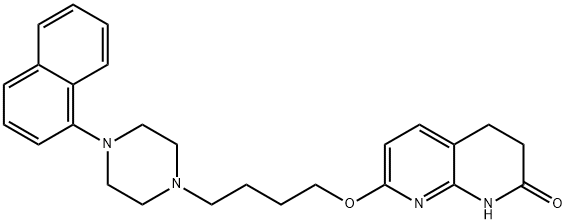 7-(4-(4-(naphthalen-1-yl)piperazin-1-yl)butoxy)-3,4-dihydro-1,8-naphthyridin-2(1H)-one Struktur