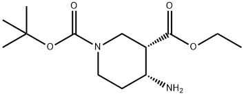 1-(tert-butyl) 3-ethyl (3S,4R)-4-aminopiperidine-1,3-dicarboxylate Struktur