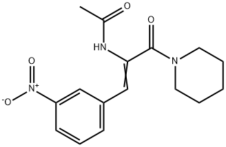 N-[2-(3-nitrophenyl)-1-(1-piperidinylcarbonyl)vinyl]acetamide Struktur