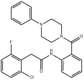 2-(2-chloro-6-fluorophenyl)-N-[2-(4-phenylpiperazine-1-carbonyl)phenyl]acetamide Struktur