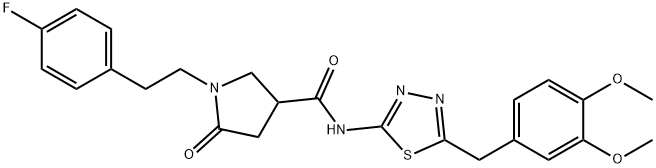 N-[5-[(3,4-dimethoxyphenyl)methyl]-1,3,4-thiadiazol-2-yl]-1-[2-(4-fluorophenyl)ethyl]-5-oxopyrrolidine-3-carboxamide Struktur