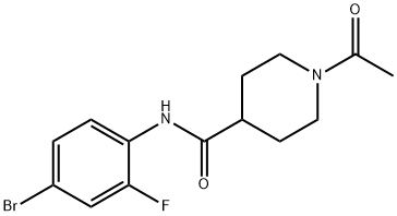 1-acetyl-N-(4-bromo-2-fluorophenyl)piperidine-4-carboxamide Struktur