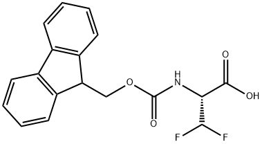 2-((((9H-fluoren-9-yl)methoxy)carbonyl)amino)-3,3-difluoropropanoic acid Struktur