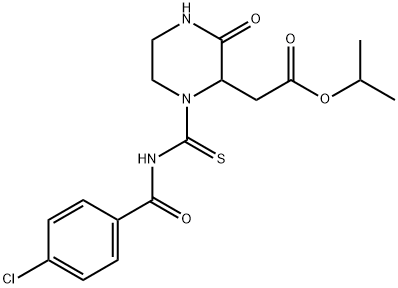 isopropyl (1-{[(4-chlorobenzoyl)amino]carbonothioyl}-3-oxo-2-piperazinyl)acetate Struktur